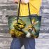 Eagle and yellow grinchy smile toothless like leather tote bag