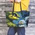 Eagle and yellow grinchy smile toothless like rabbit toothless leather tote bag