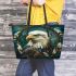 Eagle smile with dream catcher leather tote bag