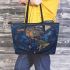 Earth map with dream catcher leather tote bag