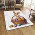 Easter bunny with a basket full of easter eggs area rugs carpet