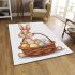 Easter bunny with a basket full of easter eggs area rugs carpet