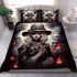 Eerie woman among skulls bedding set