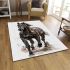 Elegant dark brown horse against a white background area rugs carpet