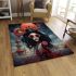 Elegant woman on stormy waters area rugs carpet