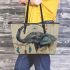 Elephant smile with dream catcher leather tote bag