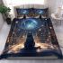Enchanted cat in the celestial library bedding set