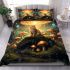 Enchanted feline amidst the mushroom grove bedding set