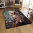 Enchanted owl in pink flowers area rugs carpet