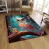 Enchanted owl with coffee in the forest area rugs carpet