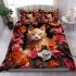 Enchanting cat surrounded by roses bedding set