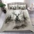 Ethereal deer with large antlers standing in the middle bedding set