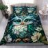 Fantasy cute baby owl with big blue eyes bedding set