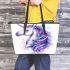 Fantasy unicorn with purple and blue mane leather tote bag