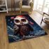 Festive owl and birds in snowy night area rugs carpet