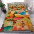 Fish in the style with simple geometric shapes bedding set