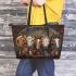 Five horse smile with dream catcher leather tote bag