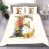 Floral letter e design bedding set