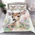 Floral to cute deer with big head and eyes bedding set