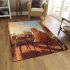 Fluffy orange cat enjoying sunny garden view area rugs carpet