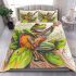 Frog and music notes and electric guitar with leaves bedding set