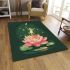 Frog on a lily pad jumping into a pink lotus flower cartoon area rugs carpet
