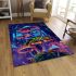 Frog on mushrooms vibrant colors area rugs carpet