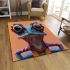 Frog portrait cartoon illustration with big eyes area rugs carpet