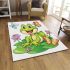 Frog sitting on a lily pad smiling with a butterfly and dragonfly area rugs carpet