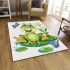Frog sitting on a lily pad smiling with a butterfly and dragonfly area rugs carpet