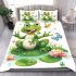 Frog sitting on a lily pad smiling with a butterfly and dragonfly bedding set