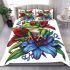 Frog sitting on lily flower bedding set