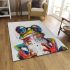 Frog wearing glasses abstract painting area rugs carpet