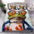 Frog wearing glasses abstract painting bedding set