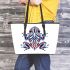 Frog with blue and red colors leaather tote bag