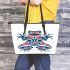 Frog with blue and red colors leaather tote bag