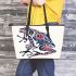 Frog with blue and red colors leaather tote bag