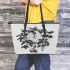 Fruits and dream catcher pencil drawing simple color leather tote bag