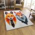 Geometric animal abstractions abstract wolves area rugs carpet