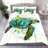 Geometric sea turtle blue and green bedding set