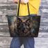 German shepherd dogs and dream catcher leather tote bag