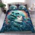 Ghostly scream in blue bedding set