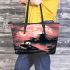 Giant panda under the moon leather tote bag