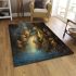 Golden dragons by the waterfall area rugs carpet