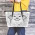 Golden retriever surrounded by flowers coloring leather tote bag