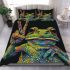 Green frog doing the peace sign in vibrant colors bedding set