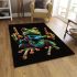 Green frog doing the peace sign in vibrant colors area rugs carpet