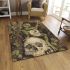 Green frog playing the banjo on top of human skull area rugs carpet