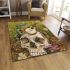 Green frog playing the banjo on top of human skull area rugs carpet