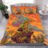 Green frog sitting on top of an island with smoke coming bedding set